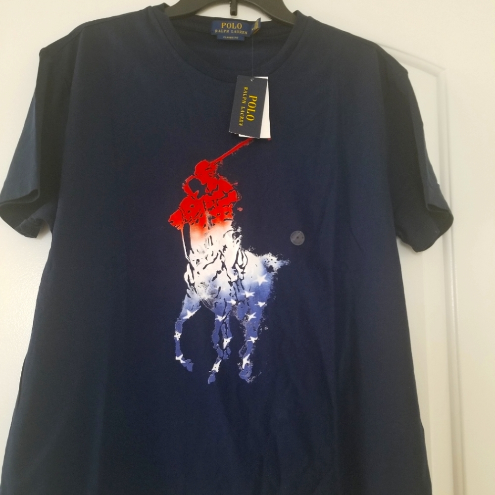 NWT Polo Ralph Lauren Navy Americana Tee Medium